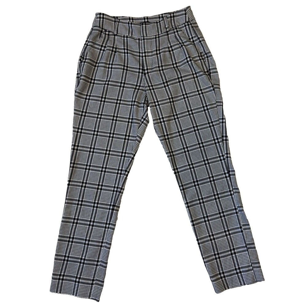 Abercrombie & Fitch Black & White Plaid Cropped Pants, Size XS